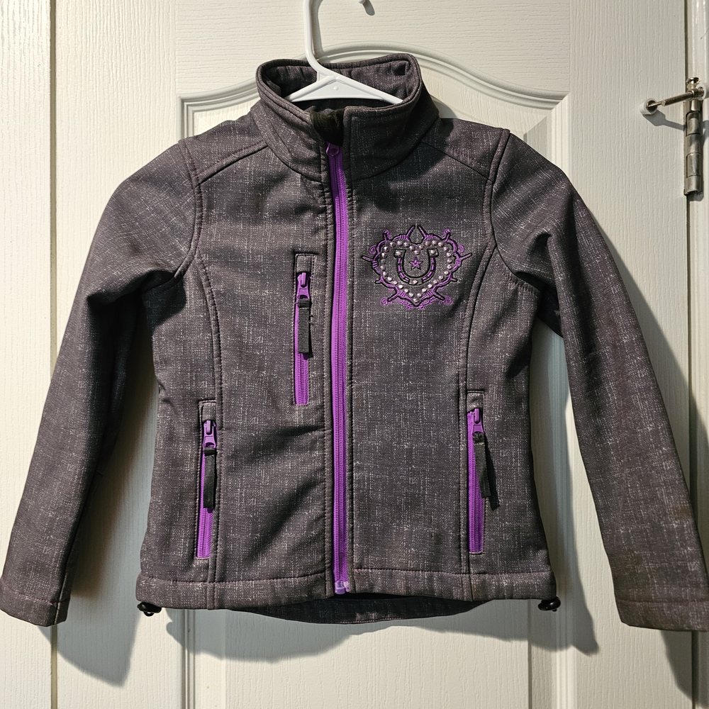 Shyanne Gray and Purple Puffer Jacket with High Collar